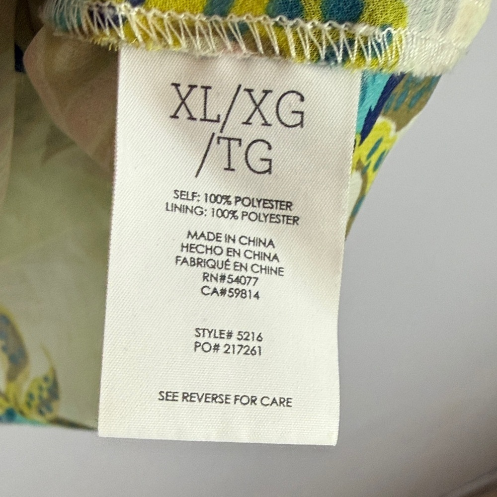CAbi Tropical Orchid Print Parlor Sleeveless Double Layered Chiffon XL Blouse - Picture 10 of 13